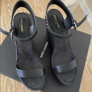 Saint Laurent Platform Wedge Espadrille Sandals